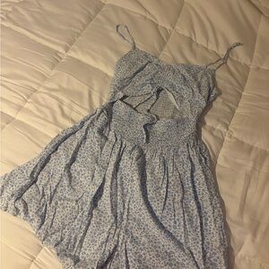 Hollister Floral Blue Romper with Cutout